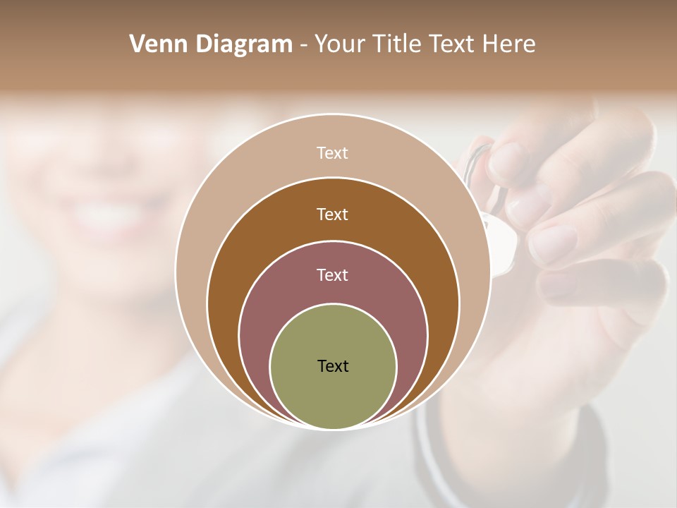 Photo Of Happy Woman├В??S Hand Holding New Key And Pointing It At Camera PowerPoint Template