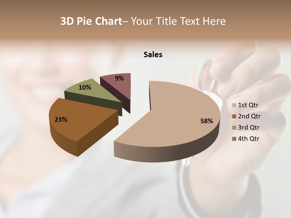 Photo Of Happy Woman├В??S Hand Holding New Key And Pointing It At Camera PowerPoint Template