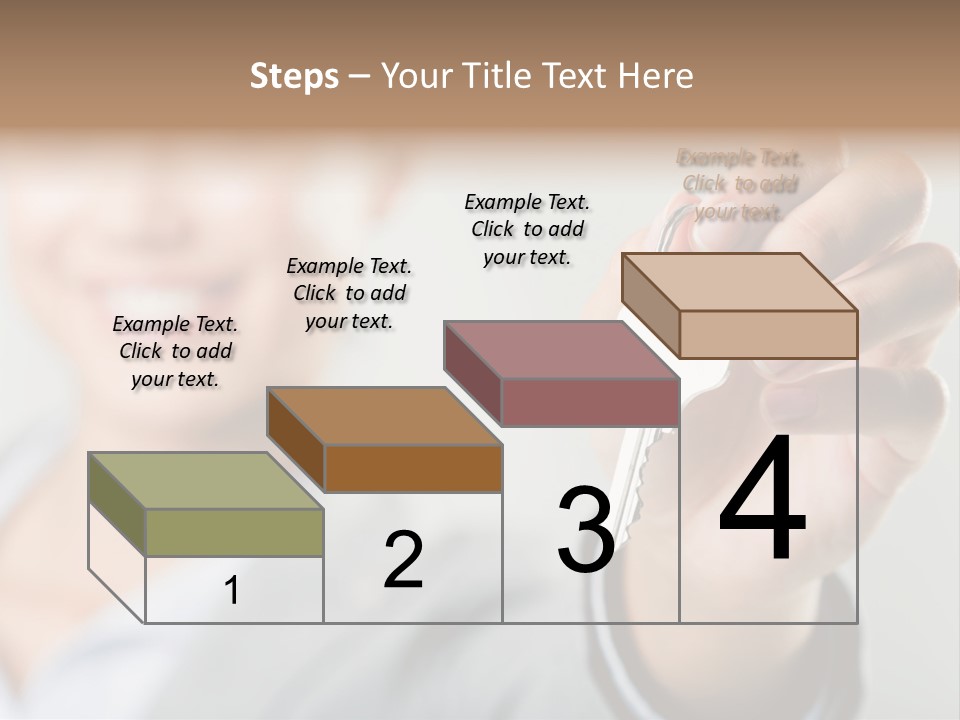 Photo Of Happy Woman├В??S Hand Holding New Key And Pointing It At Camera PowerPoint Template