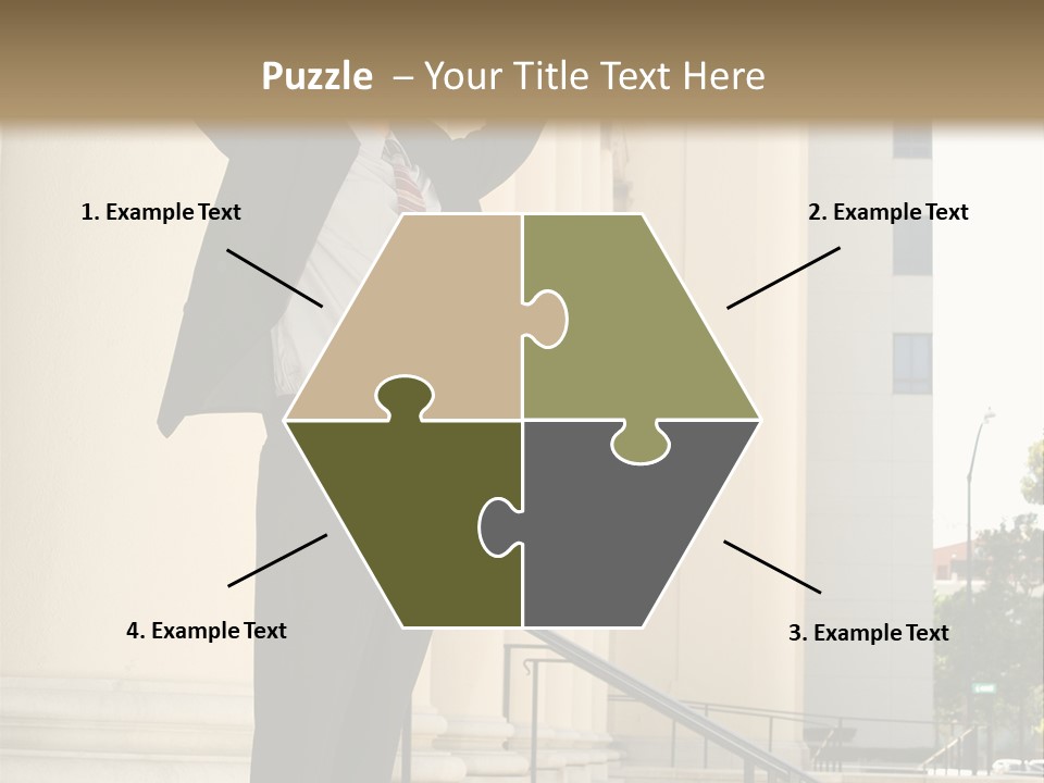 Attorney Standing On The Courthouse Steps With Both Arms Raised In A Gesture Of Victory PowerPoint Template