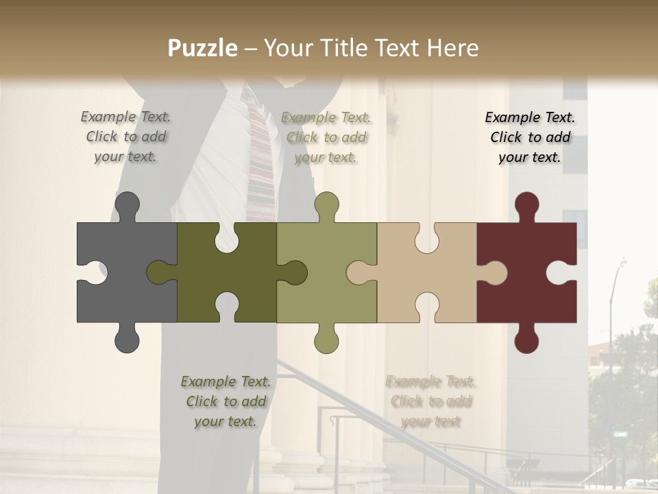 Attorney Standing On The Courthouse Steps With Both Arms Raised In A Gesture Of Victory PowerPoint Template