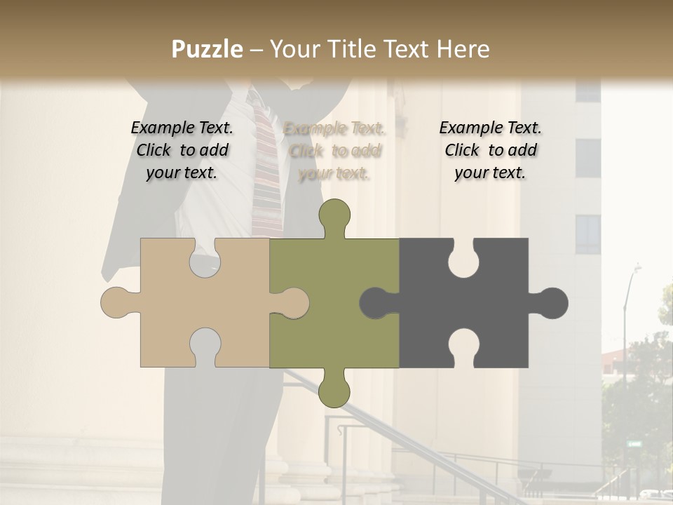 Attorney Standing On The Courthouse Steps With Both Arms Raised In A Gesture Of Victory PowerPoint Template