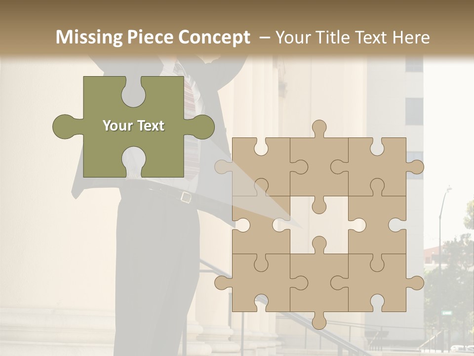 Attorney Standing On The Courthouse Steps With Both Arms Raised In A Gesture Of Victory PowerPoint Template