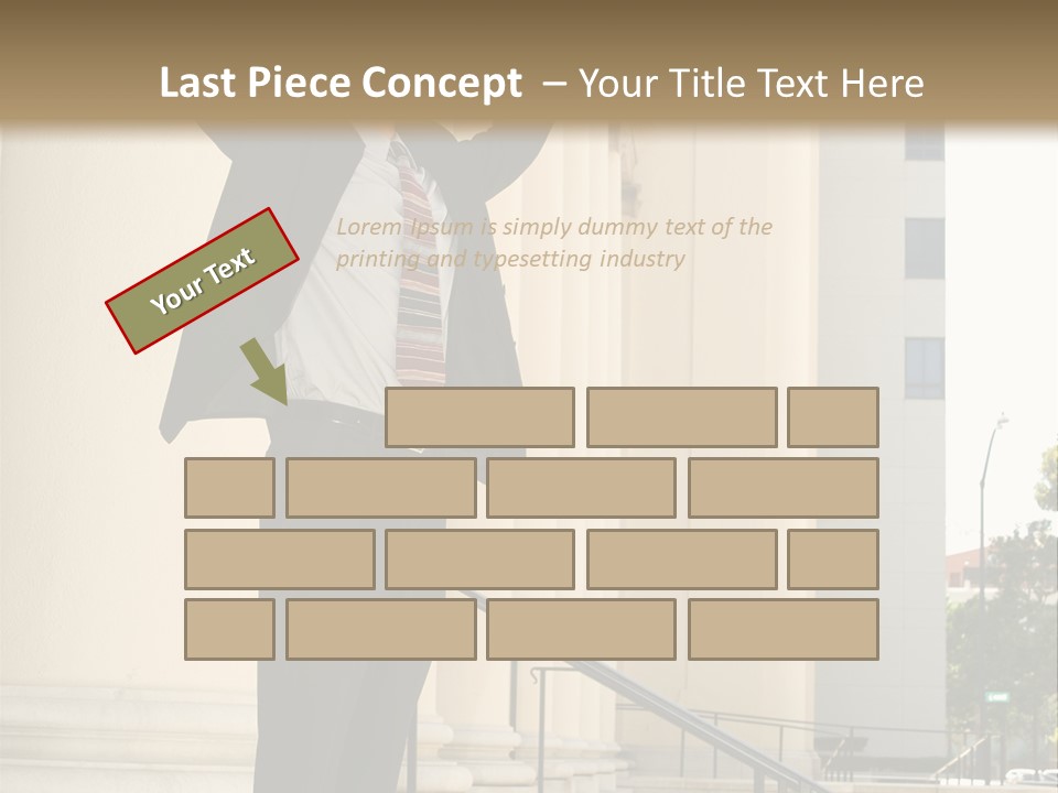 Attorney Standing On The Courthouse Steps With Both Arms Raised In A Gesture Of Victory PowerPoint Template