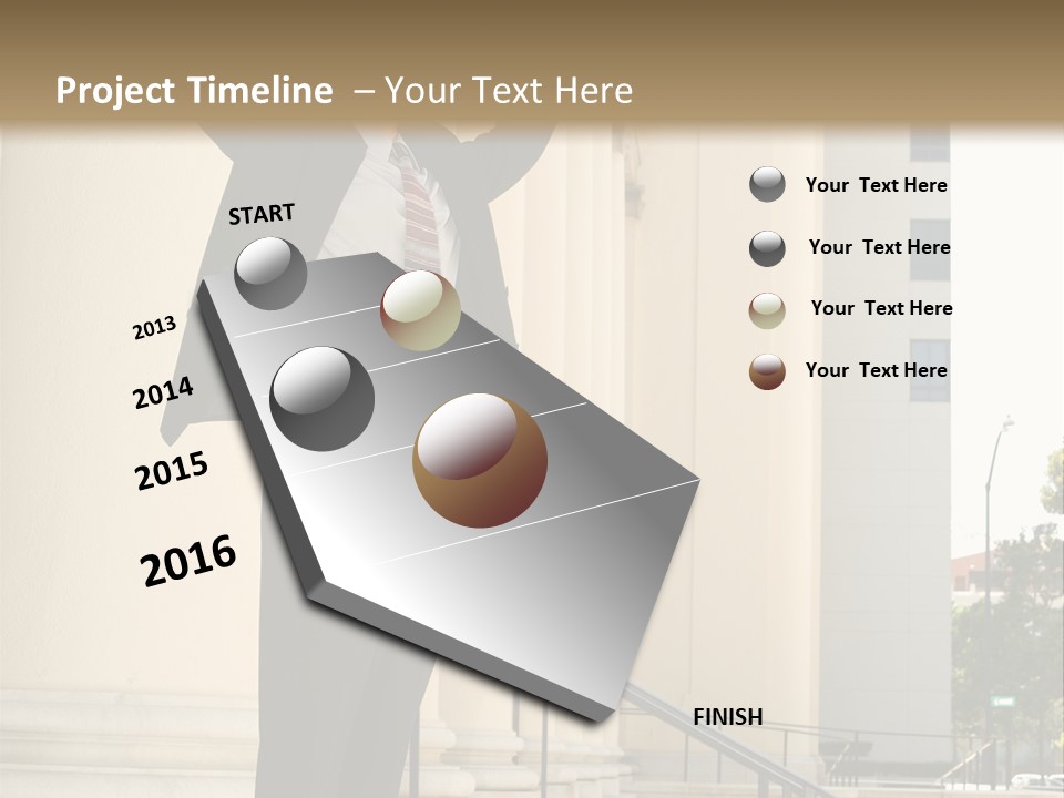 Attorney Standing On The Courthouse Steps With Both Arms Raised In A Gesture Of Victory PowerPoint Template