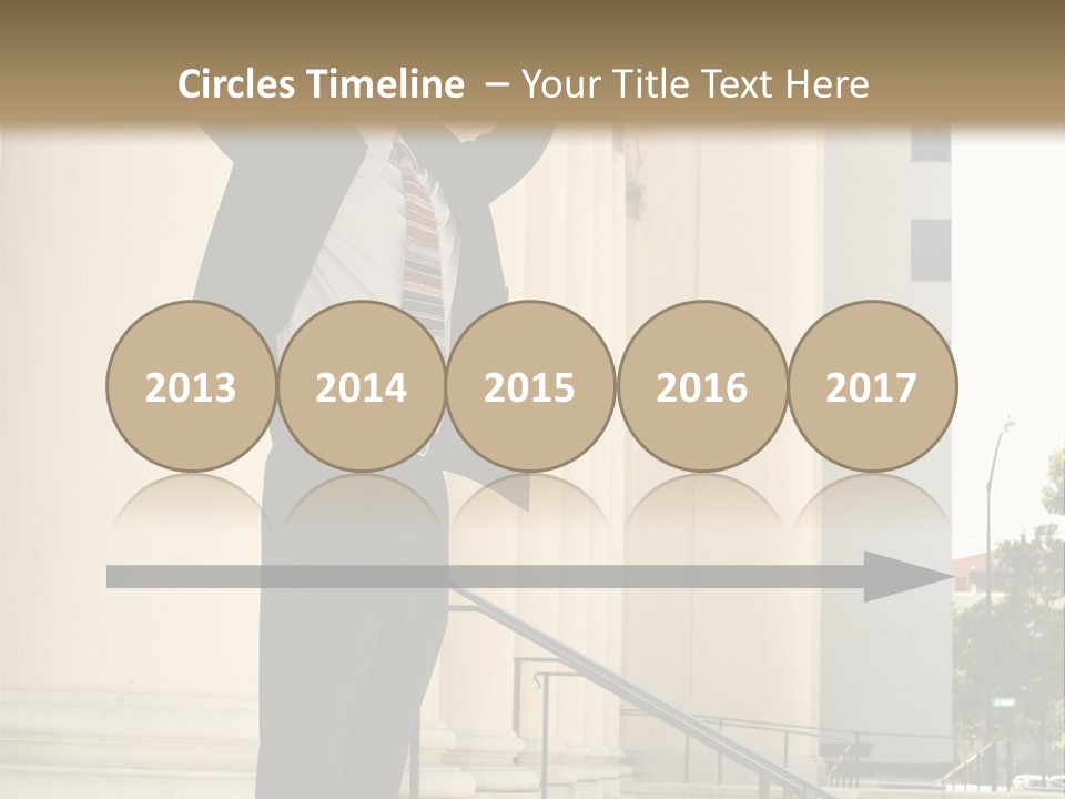 Attorney Standing On The Courthouse Steps With Both Arms Raised In A Gesture Of Victory PowerPoint Template