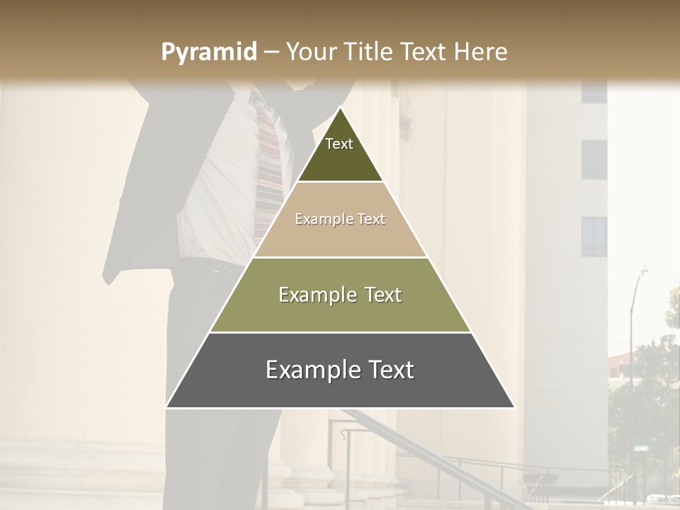 Attorney Standing On The Courthouse Steps With Both Arms Raised In A Gesture Of Victory PowerPoint Template