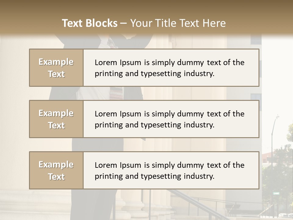 Attorney Standing On The Courthouse Steps With Both Arms Raised In A Gesture Of Victory PowerPoint Template