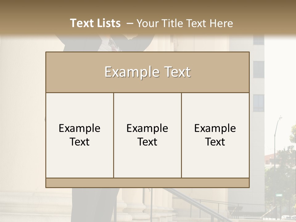 Attorney Standing On The Courthouse Steps With Both Arms Raised In A Gesture Of Victory PowerPoint Template