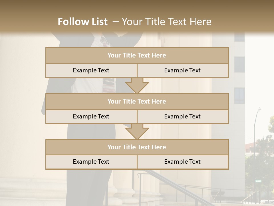 Attorney Standing On The Courthouse Steps With Both Arms Raised In A Gesture Of Victory PowerPoint Template