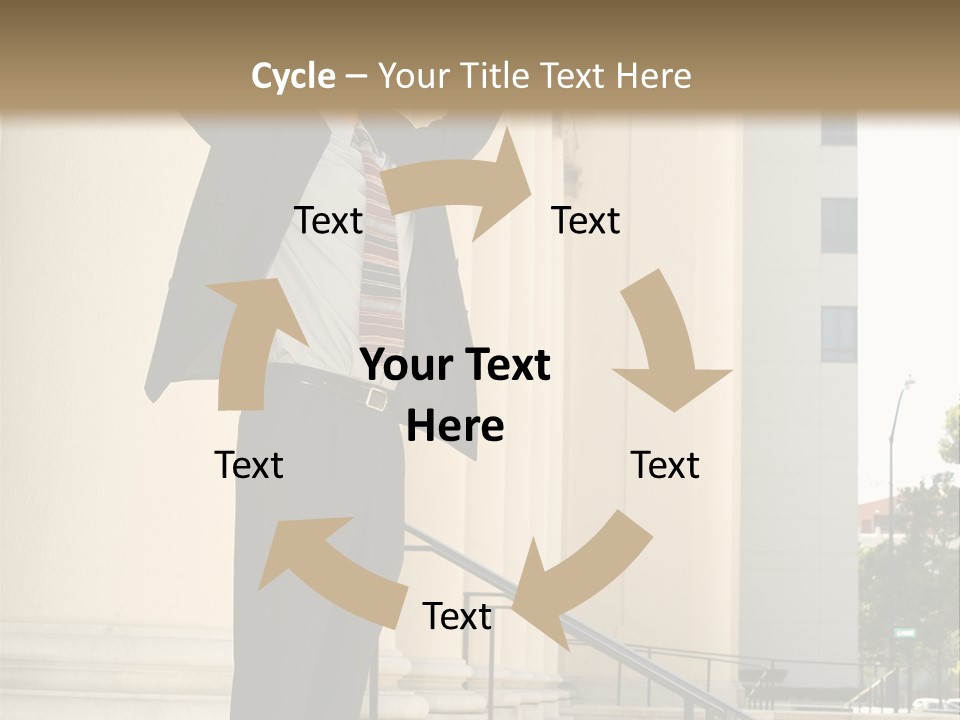 Attorney Standing On The Courthouse Steps With Both Arms Raised In A Gesture Of Victory PowerPoint Template