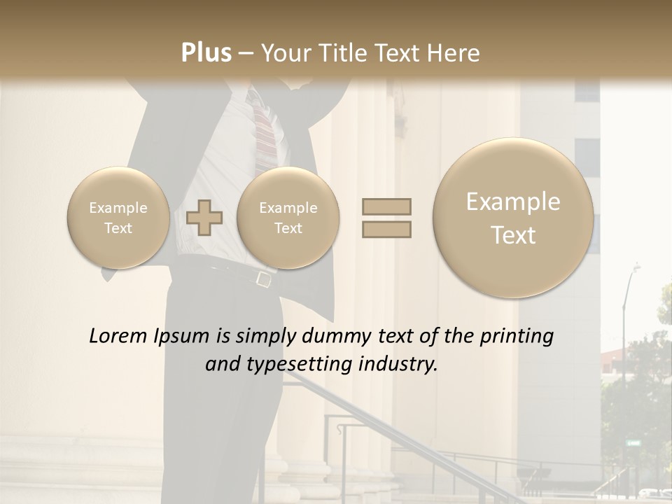 Attorney Standing On The Courthouse Steps With Both Arms Raised In A Gesture Of Victory PowerPoint Template