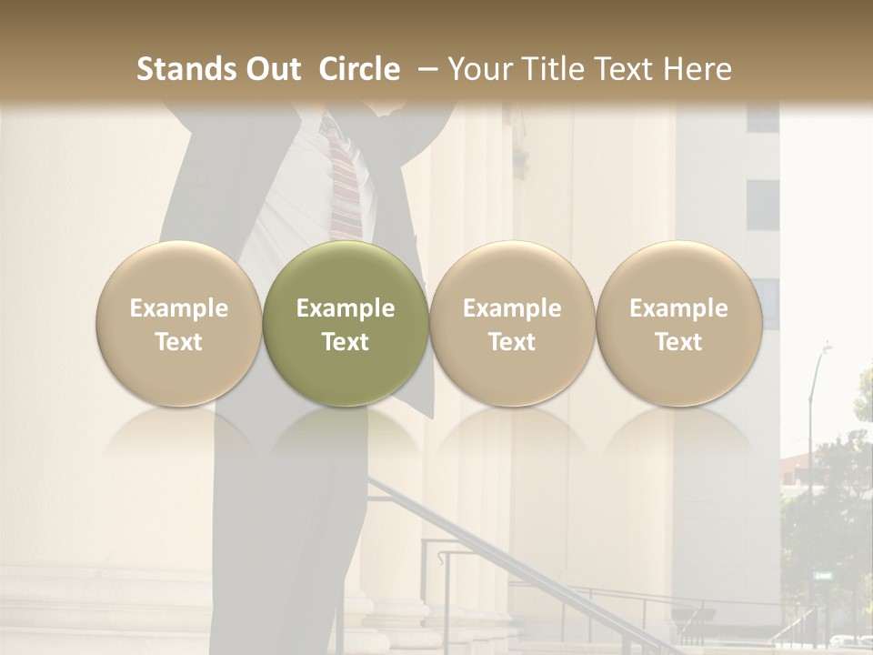 Attorney Standing On The Courthouse Steps With Both Arms Raised In A Gesture Of Victory PowerPoint Template