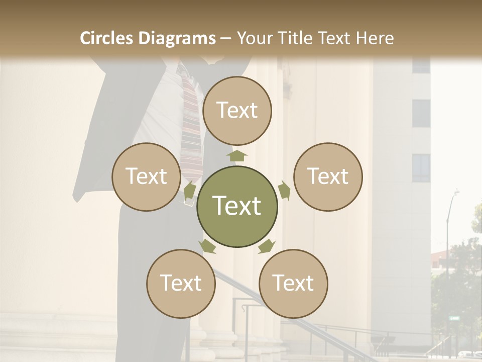 Attorney Standing On The Courthouse Steps With Both Arms Raised In A Gesture Of Victory PowerPoint Template