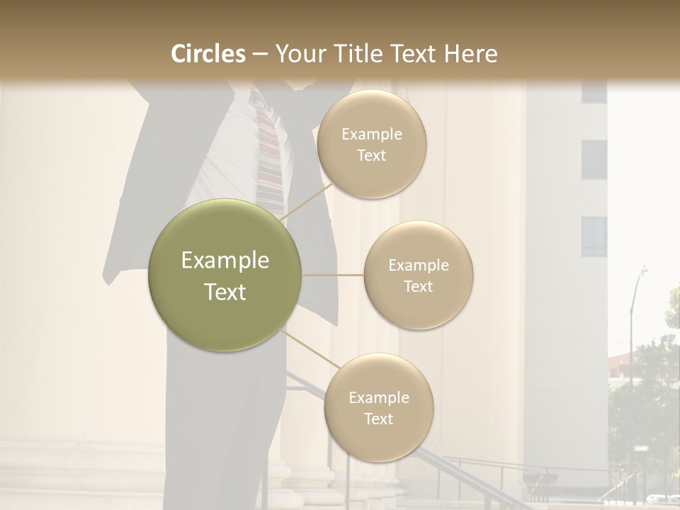 Attorney Standing On The Courthouse Steps With Both Arms Raised In A Gesture Of Victory PowerPoint Template