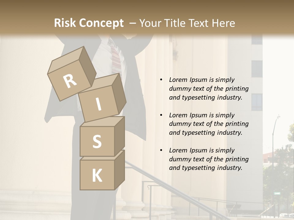 Attorney Standing On The Courthouse Steps With Both Arms Raised In A Gesture Of Victory PowerPoint Template