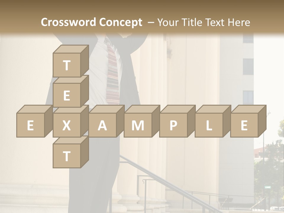 Attorney Standing On The Courthouse Steps With Both Arms Raised In A Gesture Of Victory PowerPoint Template