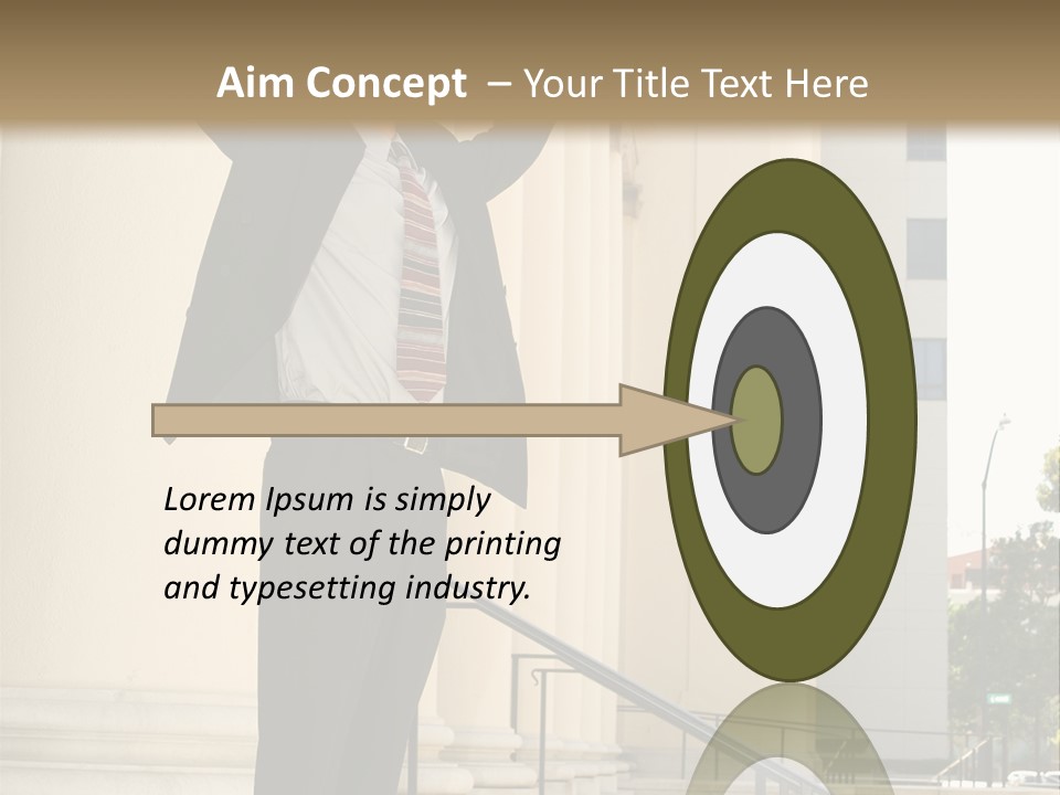 Attorney Standing On The Courthouse Steps With Both Arms Raised In A Gesture Of Victory PowerPoint Template
