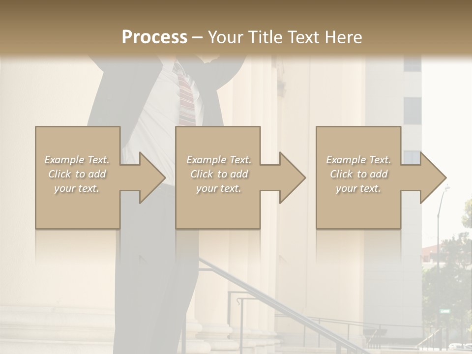 Attorney Standing On The Courthouse Steps With Both Arms Raised In A Gesture Of Victory PowerPoint Template