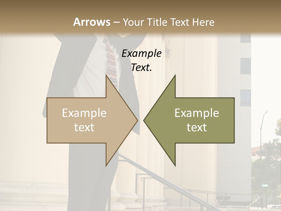 Attorney Standing On The Courthouse Steps With Both Arms Raised In A Gesture Of Victory PowerPoint Template