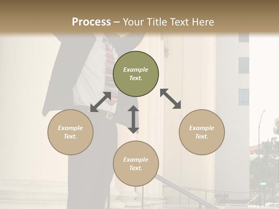 Attorney Standing On The Courthouse Steps With Both Arms Raised In A Gesture Of Victory PowerPoint Template