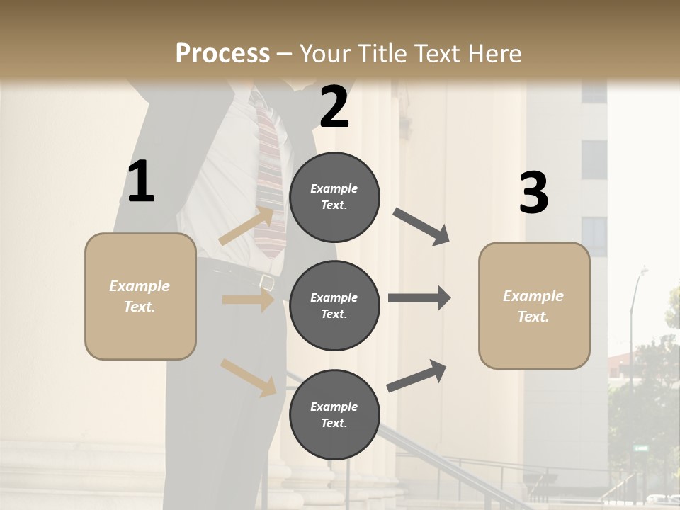 Attorney Standing On The Courthouse Steps With Both Arms Raised In A Gesture Of Victory PowerPoint Template