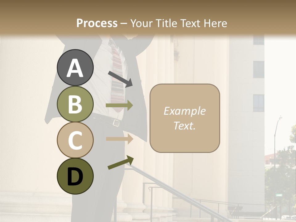Attorney Standing On The Courthouse Steps With Both Arms Raised In A Gesture Of Victory PowerPoint Template