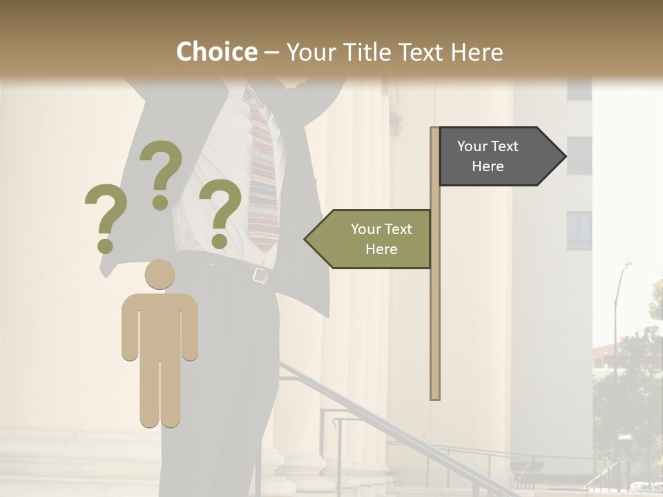 Attorney Standing On The Courthouse Steps With Both Arms Raised In A Gesture Of Victory PowerPoint Template