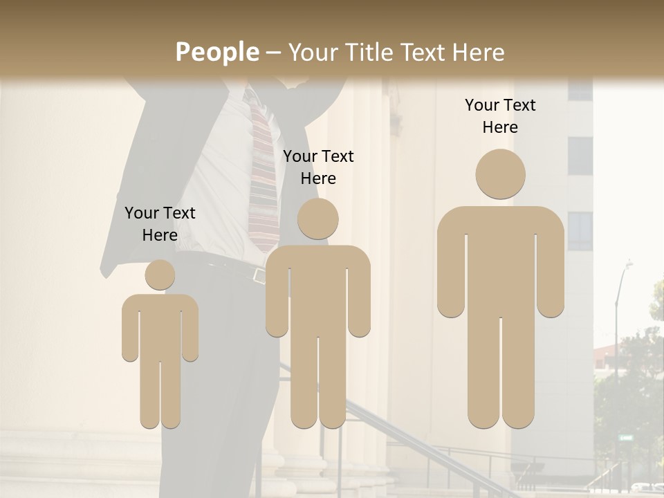 Attorney Standing On The Courthouse Steps With Both Arms Raised In A Gesture Of Victory PowerPoint Template