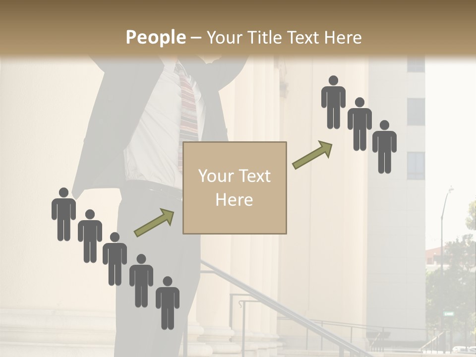 Attorney Standing On The Courthouse Steps With Both Arms Raised In A Gesture Of Victory PowerPoint Template