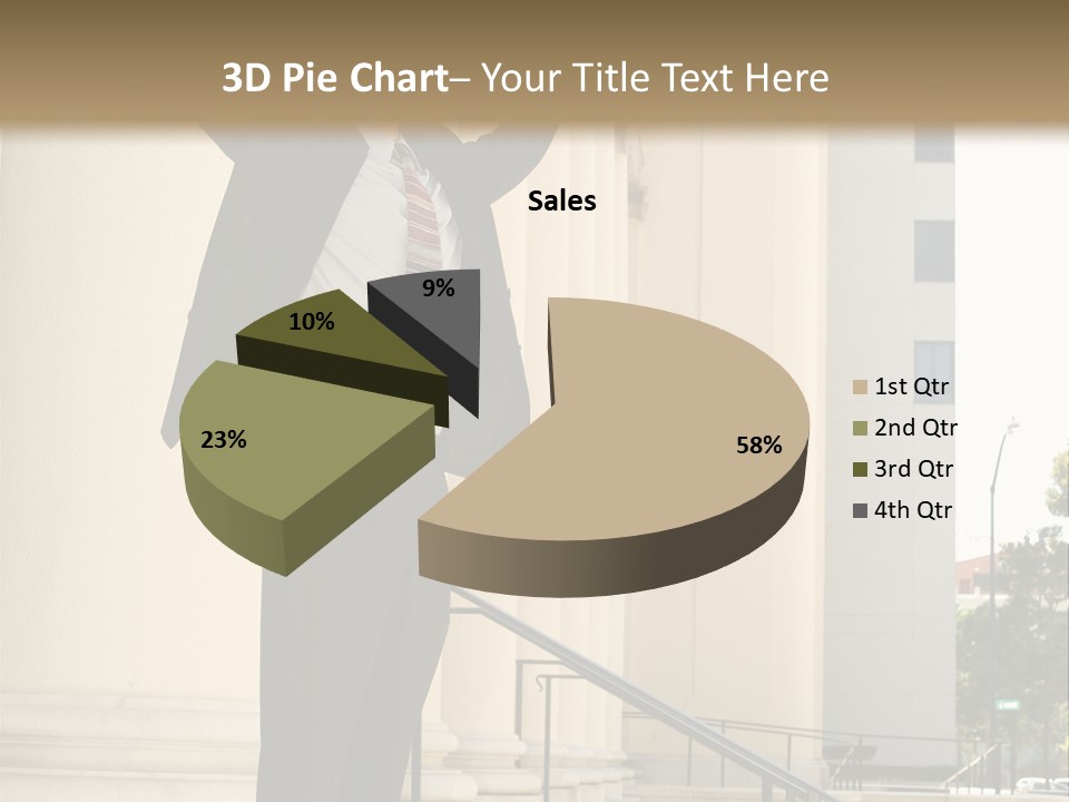 Attorney Standing On The Courthouse Steps With Both Arms Raised In A Gesture Of Victory PowerPoint Template