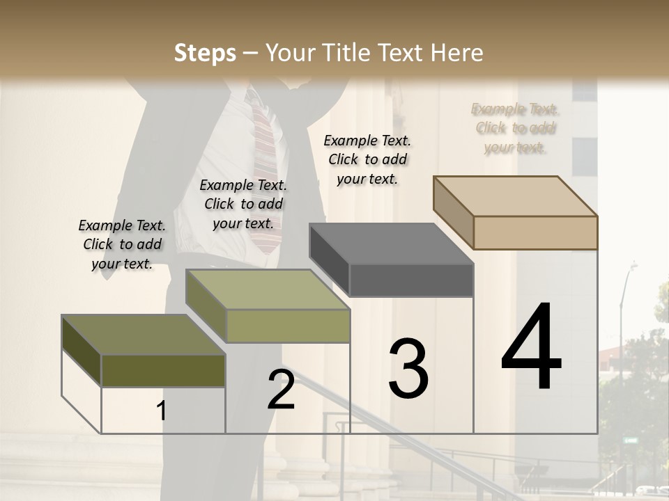 Attorney Standing On The Courthouse Steps With Both Arms Raised In A Gesture Of Victory PowerPoint Template