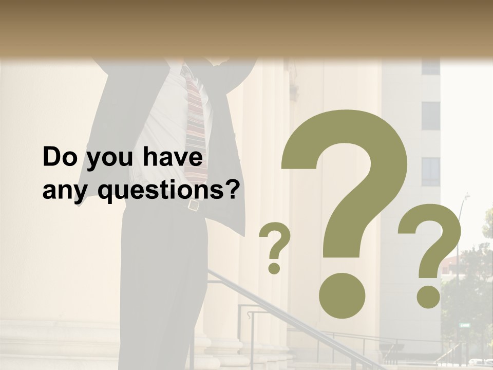 Attorney Standing On The Courthouse Steps With Both Arms Raised In A Gesture Of Victory PowerPoint Template