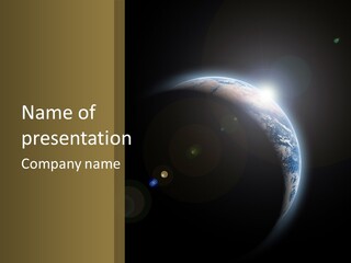 Planet Earth With Sunrize In Space PowerPoint Template