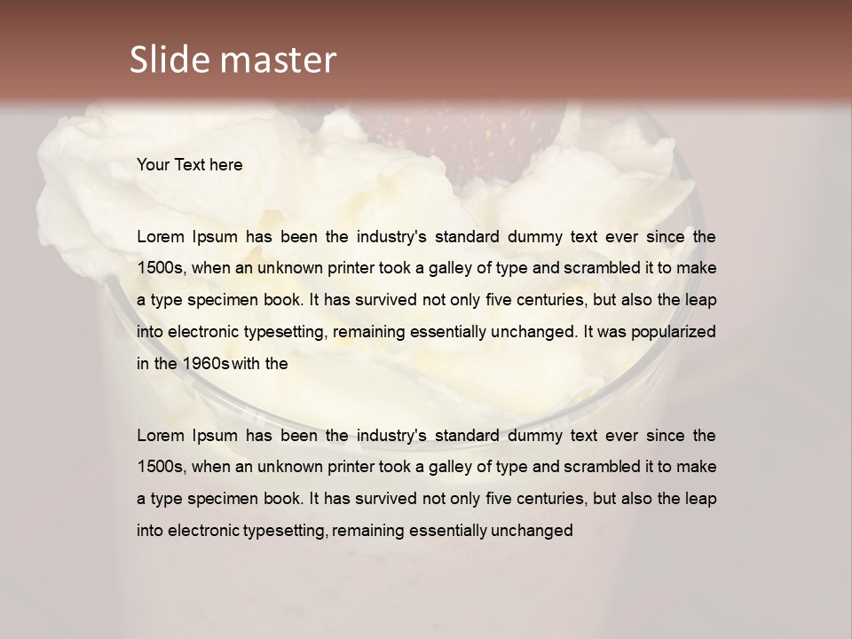 Served Strawberry Smoothie With Whip Cream PowerPoint Template