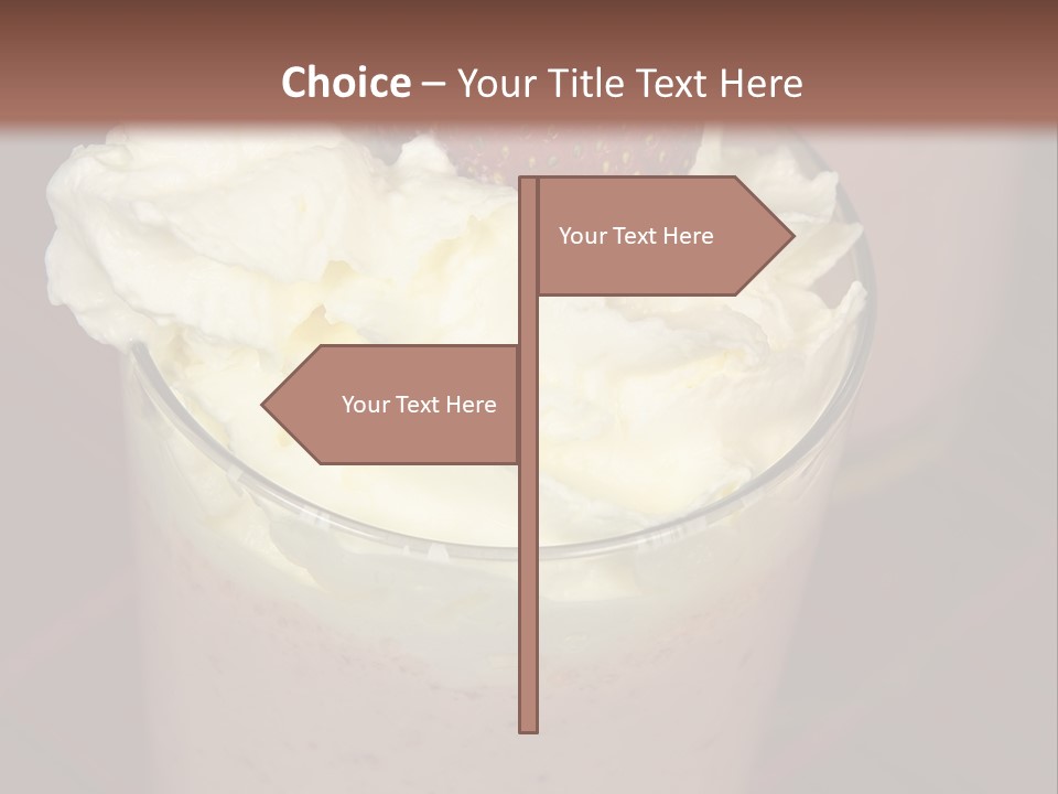 Served Strawberry Smoothie With Whip Cream PowerPoint Template