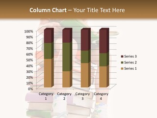 Image Of Schoolgirl Sitting On The Heap Of Books And Reading One Of Them PowerPoint Template