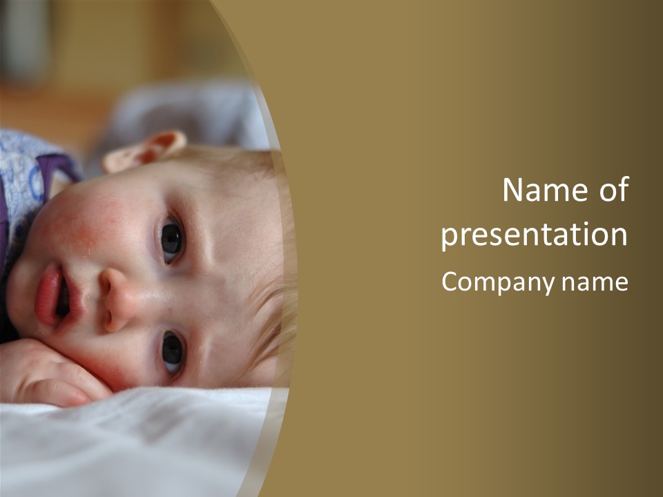 Image Of A 8 Month Old Sick Baby Lying In Bed PowerPoint Template