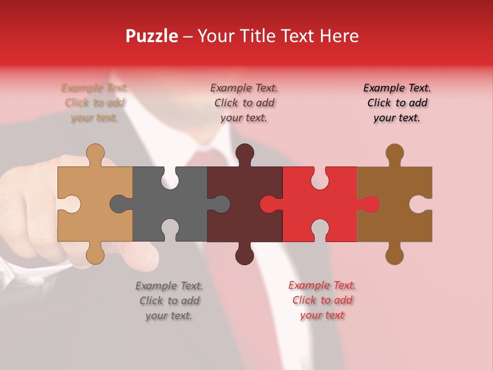Business Man Pointing On The Red Background PowerPoint Template