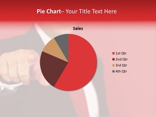 Business Man Pointing On The Red Background PowerPoint Template