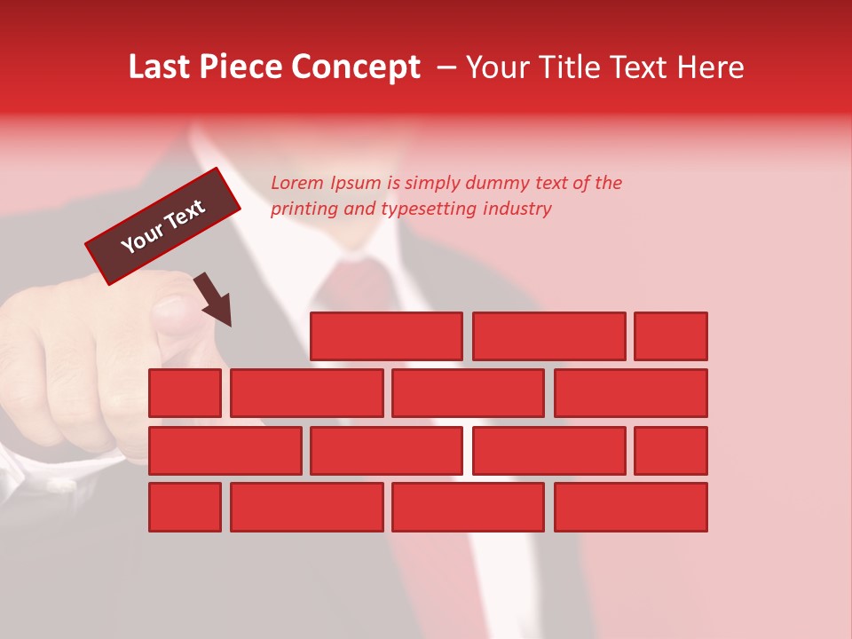 Business Man Pointing On The Red Background PowerPoint Template