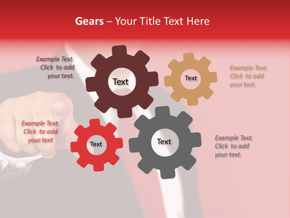 Business Man Pointing On The Red Background PowerPoint Template