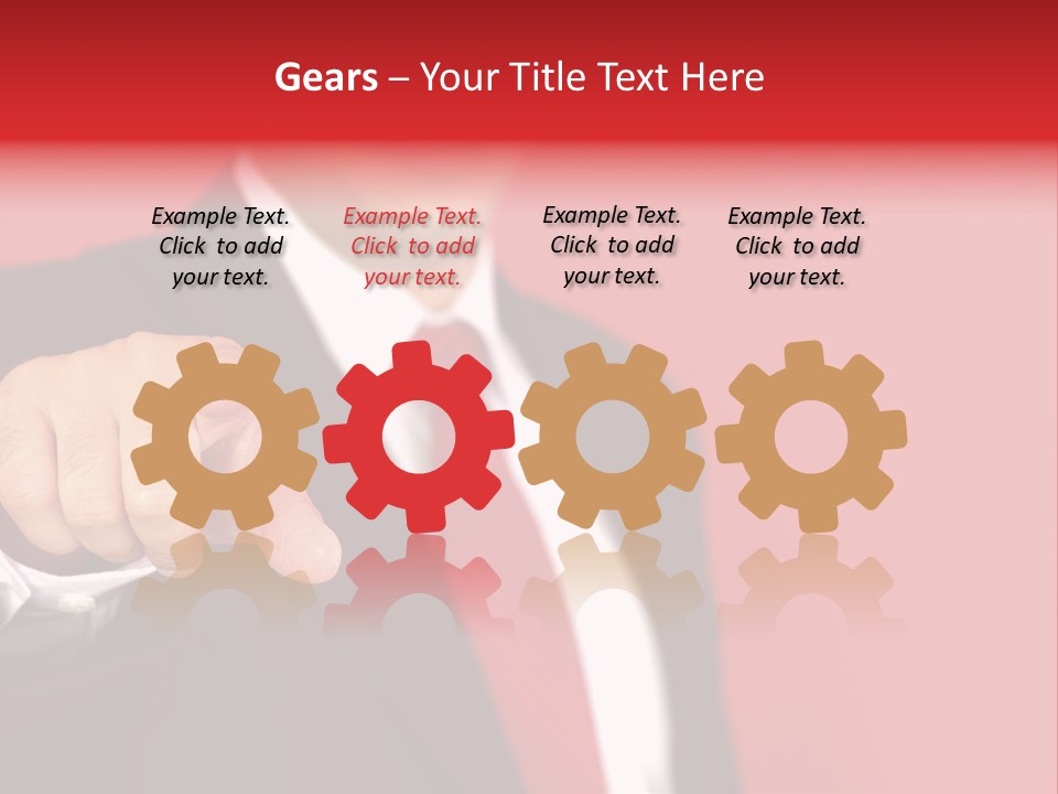 Business Man Pointing On The Red Background PowerPoint Template