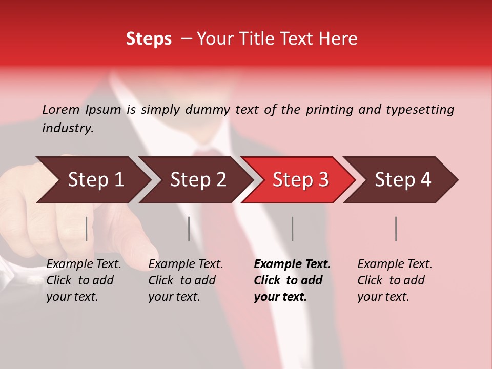 Business Man Pointing On The Red Background PowerPoint Template