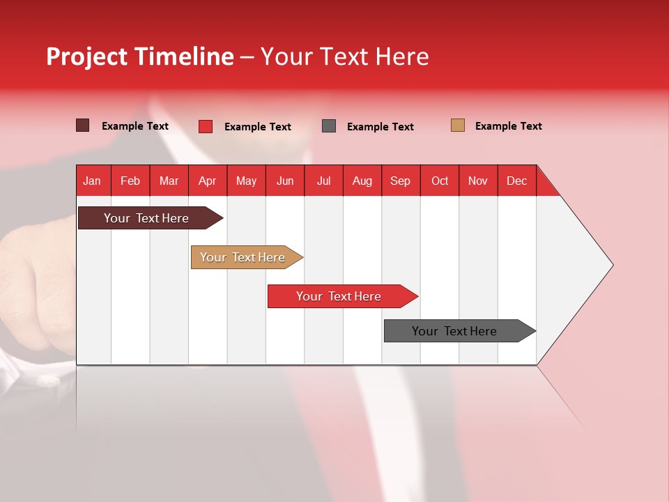 Business Man Pointing On The Red Background PowerPoint Template