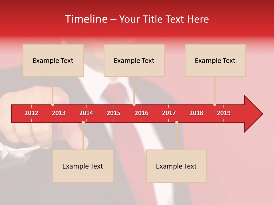 Business Man Pointing On The Red Background PowerPoint Template