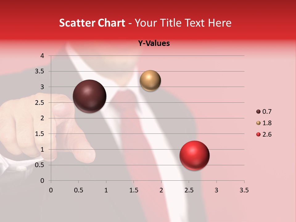 Business Man Pointing On The Red Background PowerPoint Template