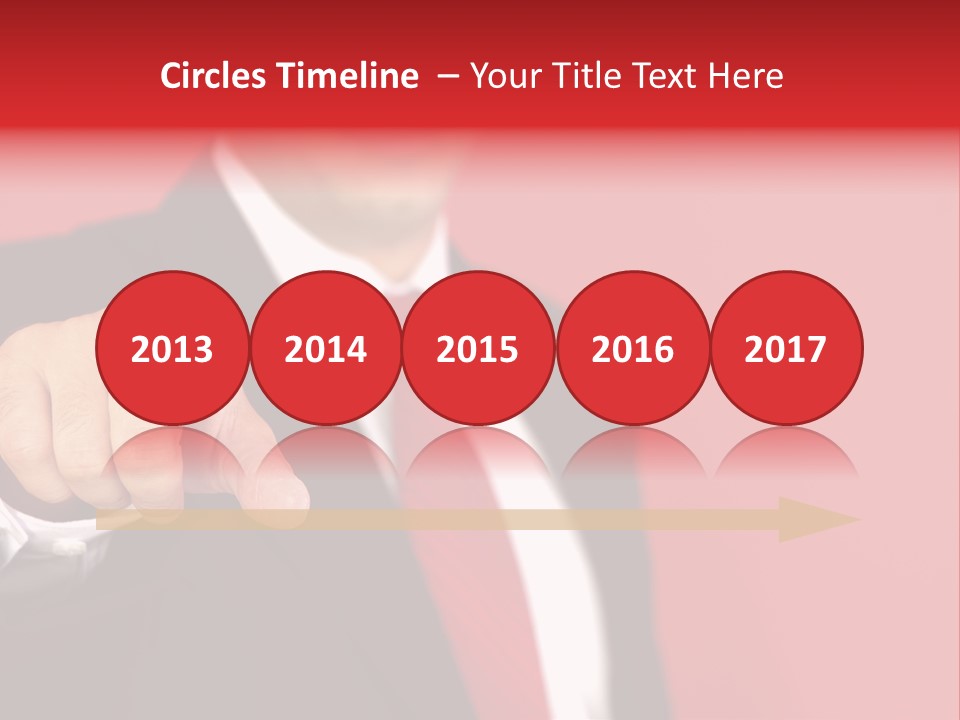 Business Man Pointing On The Red Background PowerPoint Template