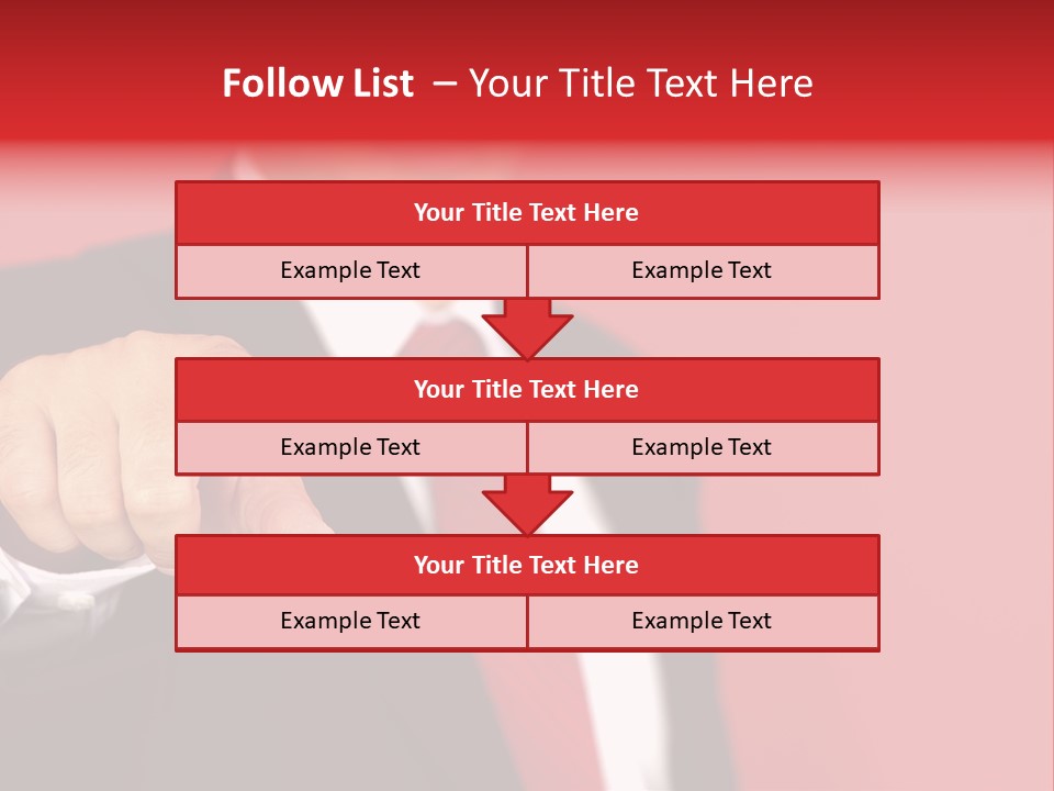 Business Man Pointing On The Red Background PowerPoint Template