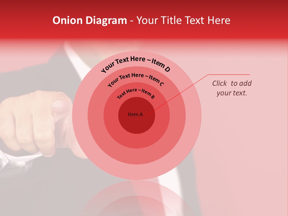 Business Man Pointing On The Red Background PowerPoint Template